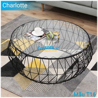 Bàn sofa T16 Charlotte - Mặt kiếng tròn