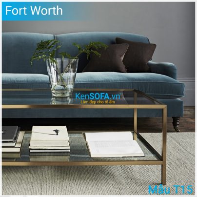 Bàn sofa T15 Fort Worth mặt kiếng 2 tầng