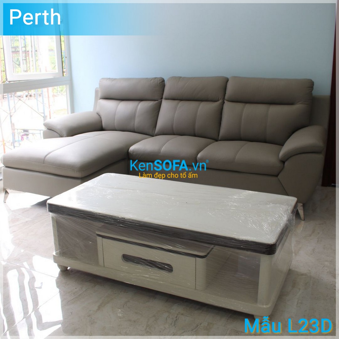 Sofa góc cao cấp L23D Perth da Hàn Quốc nhập khẩu