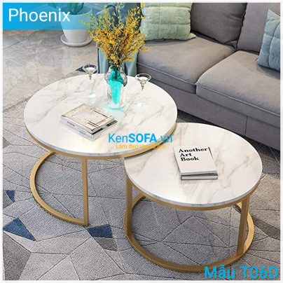 Cặp bàn tròn sofa T06D mặt đá - Phoenix