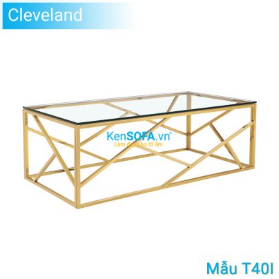 Bàn sofa T40I Cleveland GOLD INOX mặt kiếng