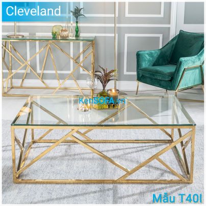 Bàn sofa T40I Cleveland GOLD INOX mặt kiếng