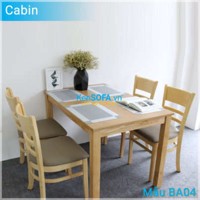 Bộ bàn ăn BA04 Cabin 4 ghế màu gỗ tự nhiên