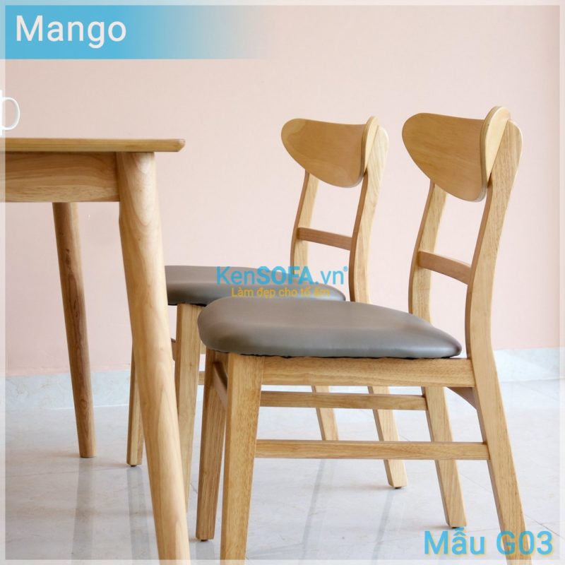 Bộ bàn ăn BA03 Mango 4 ghế màu gỗ tự nhiên