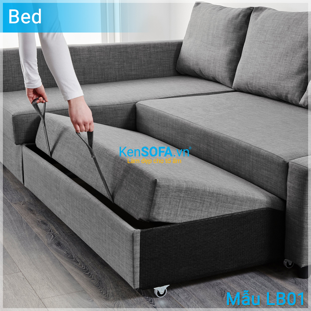 Sofa góc giường thông minh LB01 IKEA màu xám - Sofa giường - KenSOFA.vn