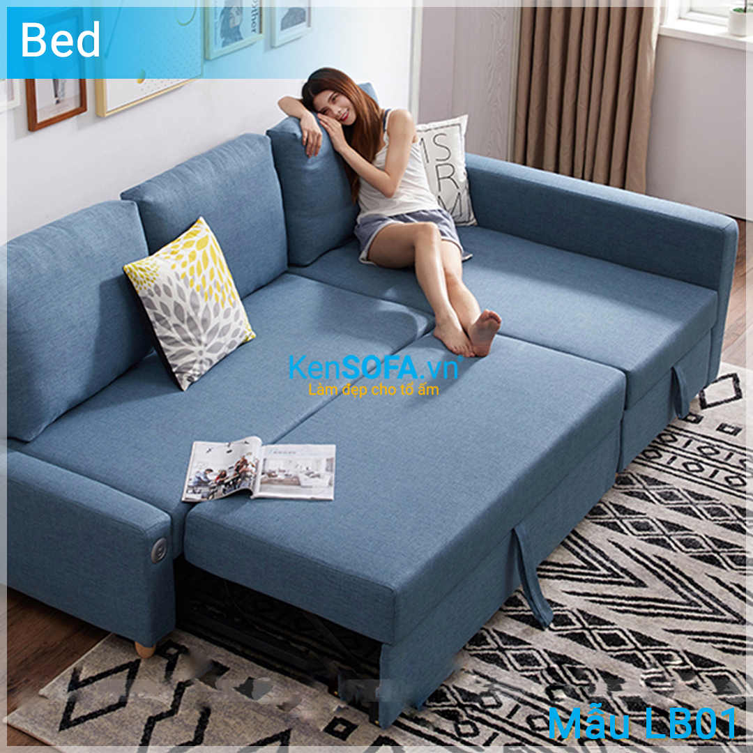 Sofa góc giường thông minh LB01 IKEA màu xanh - Sofa giường - KenSOFA.vn