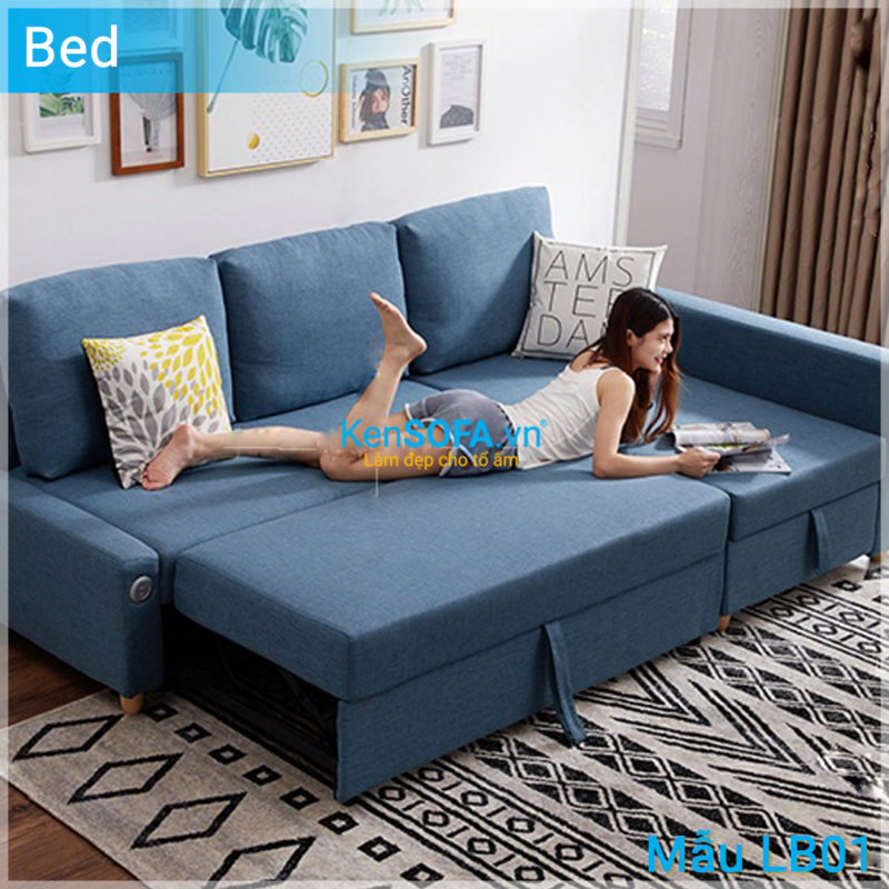 Sofa góc giường thông minh LB01 IKEA màu xanh