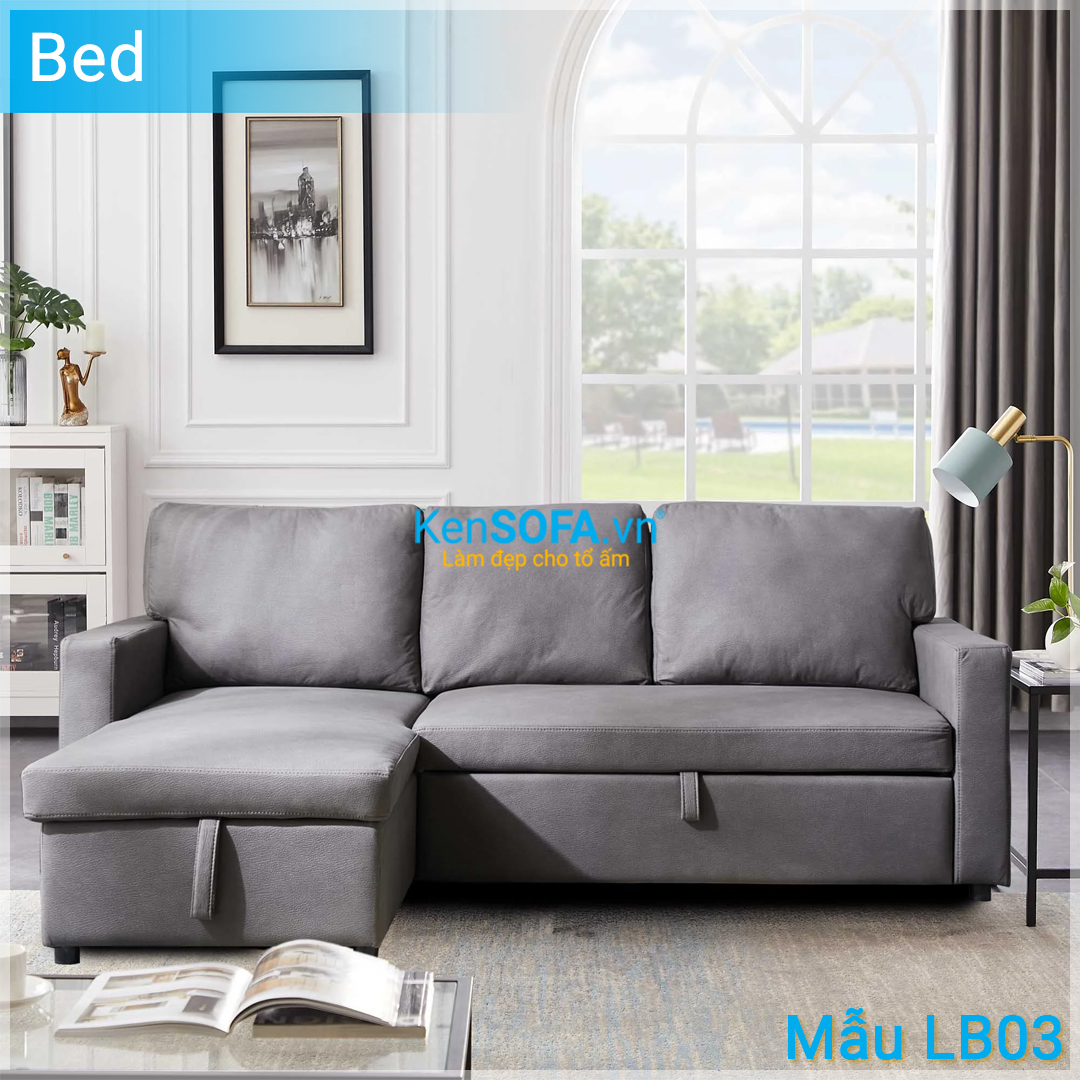 Sofa góc giường thông minh LB03 IKEA màu xanh - Sofa giường - KenSOFA.vn