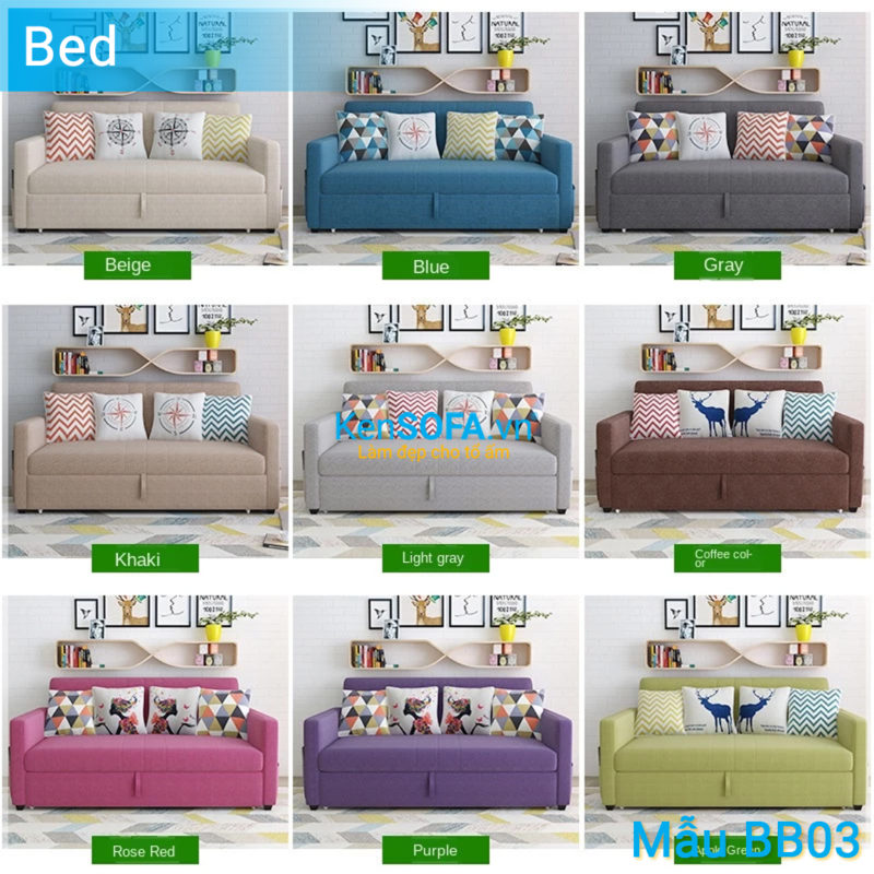Sofa băng giường đa năng BB03 màu kem