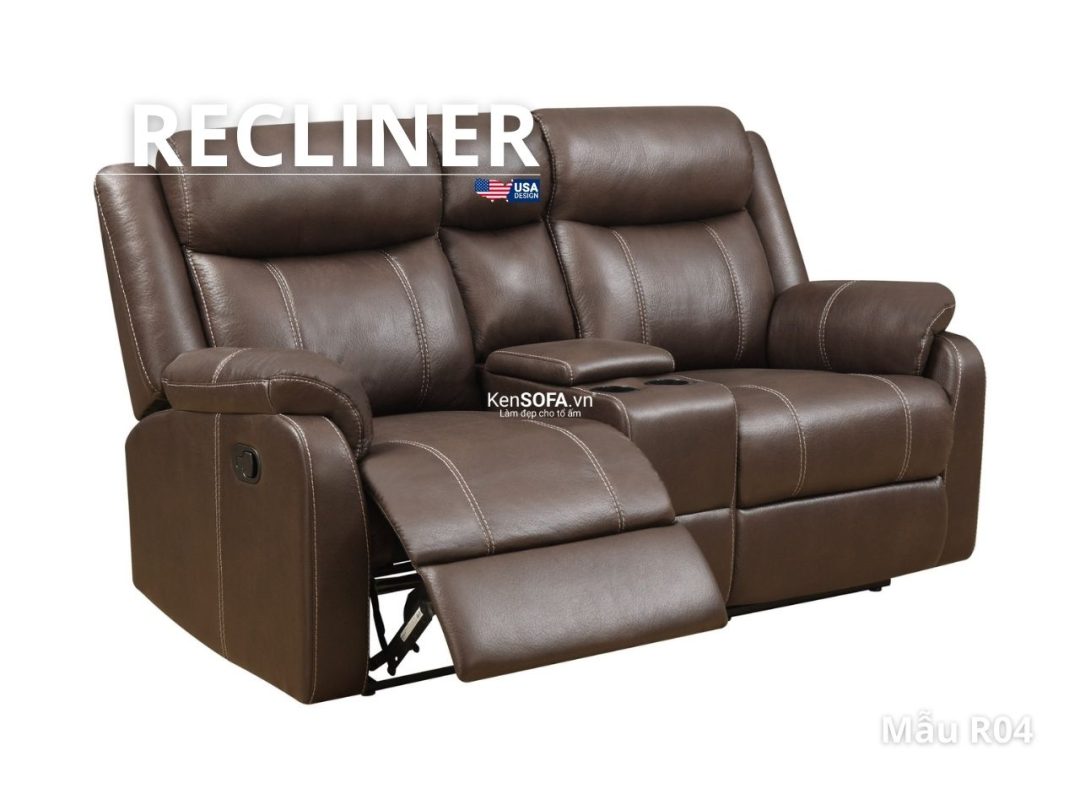 Sofa thư giãn Recliner R04 2 chỗ màu nâu Hàng xuất khẩu