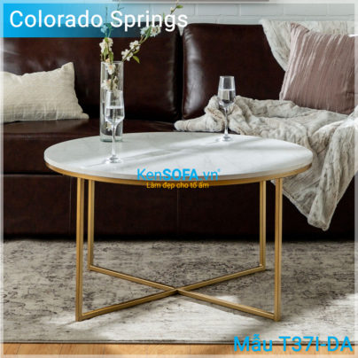 Bàn sofa T37I-DA Colorado Springs GOLD INOX mặt đá