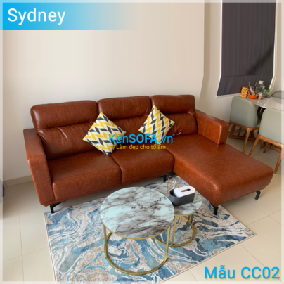 Sofa góc da công nghiệp CC02 Sydney da Hàn Quốc nhập khẩu