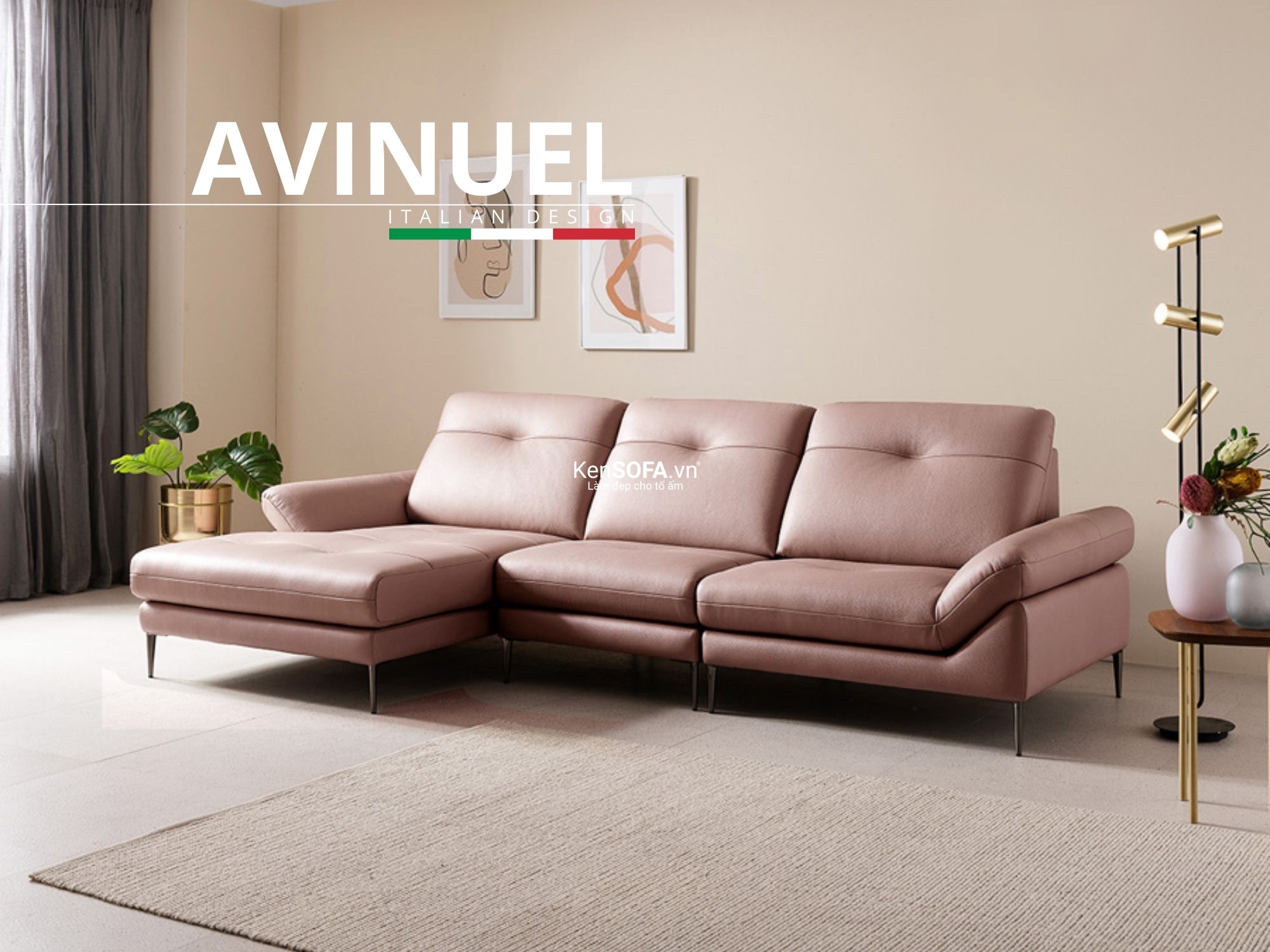 Sofa góc da cao cấp CC14 Avinuel da Hàn Quốc nhập khẩu