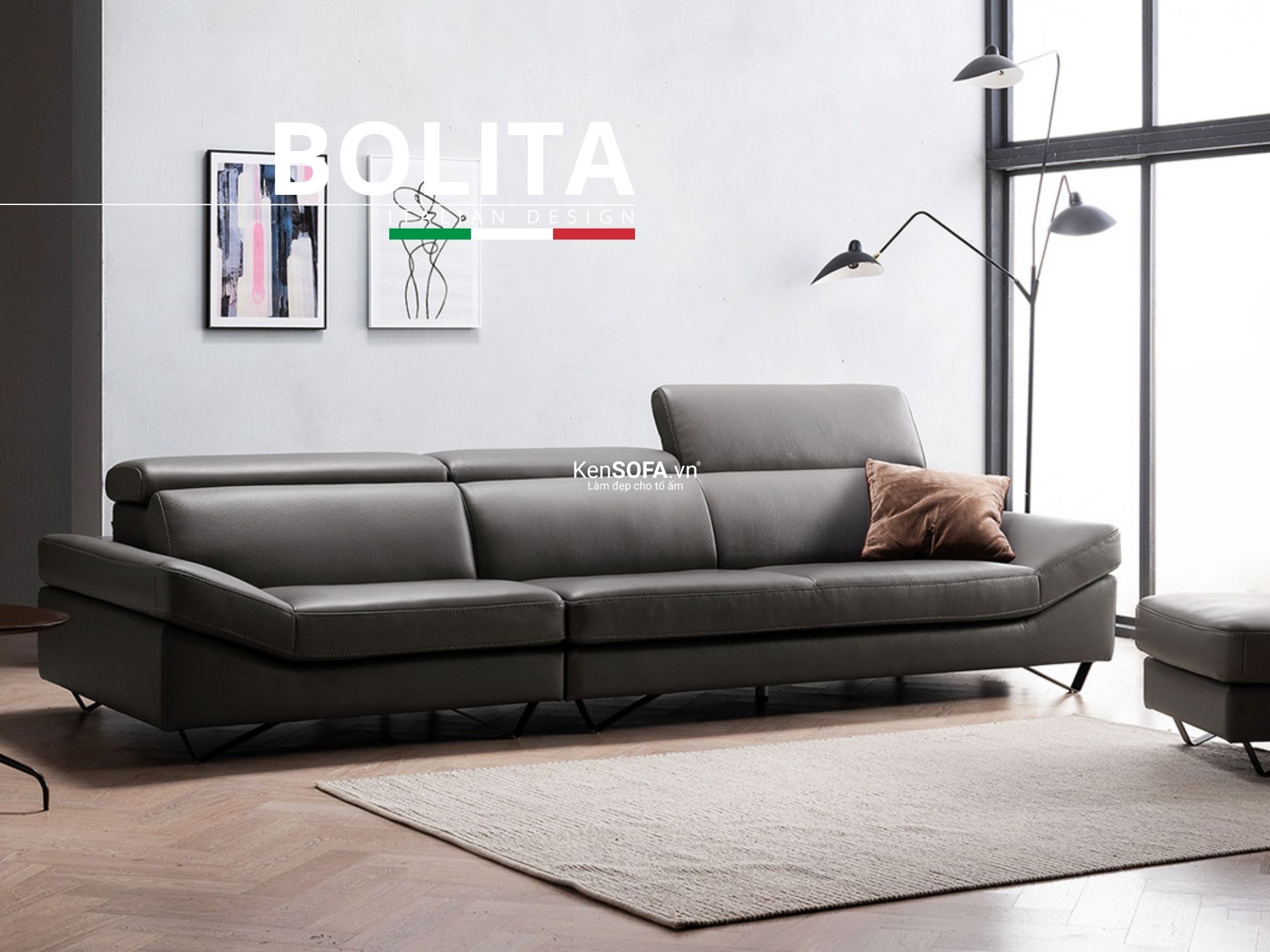 Sofa băng da cao cấp CC19 Bolita da Hàn Quốc nhập khẩu