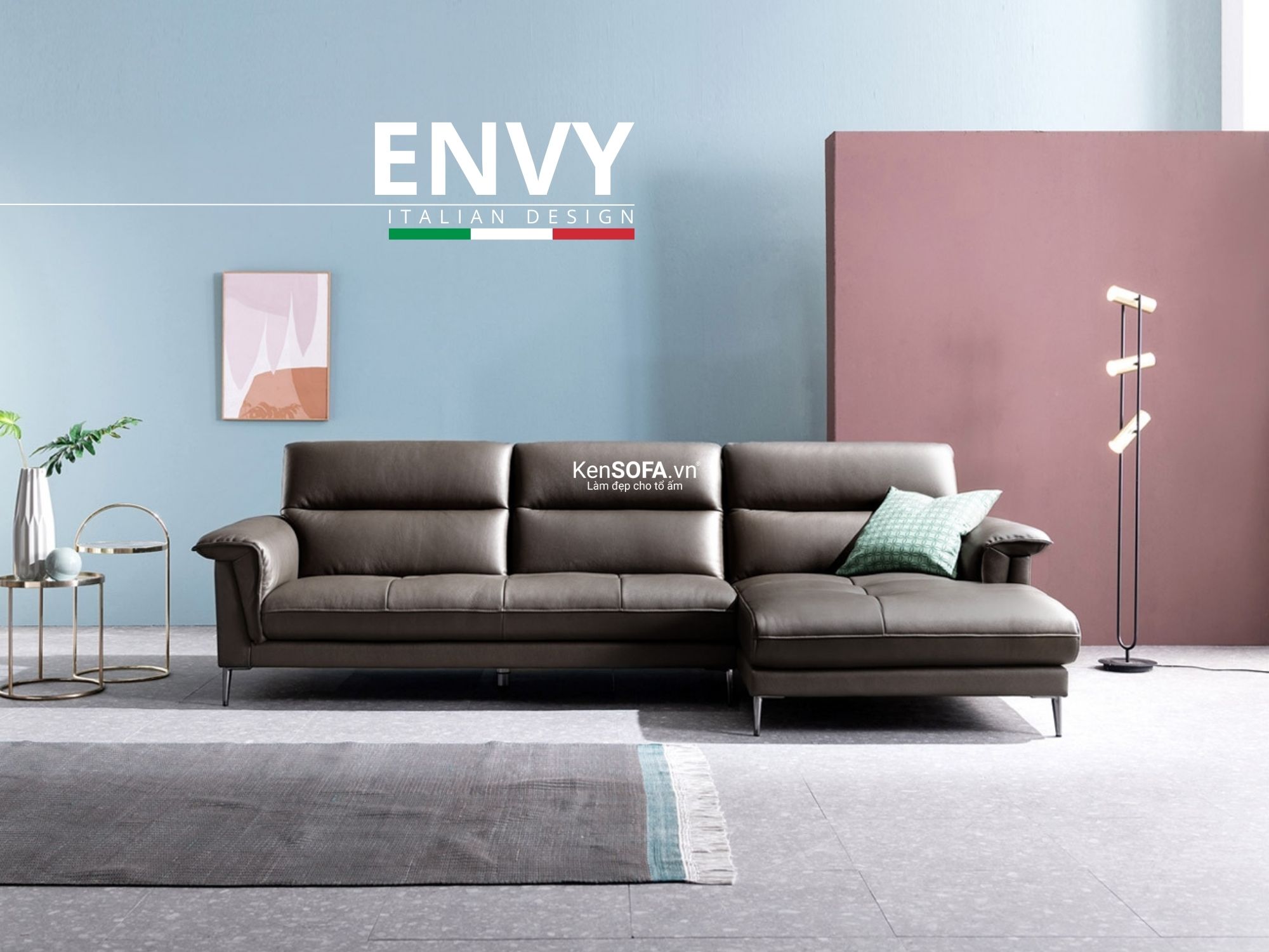 Sofa góc da cao cấp CC36 Envy da Hàn Quốc nhập khẩu