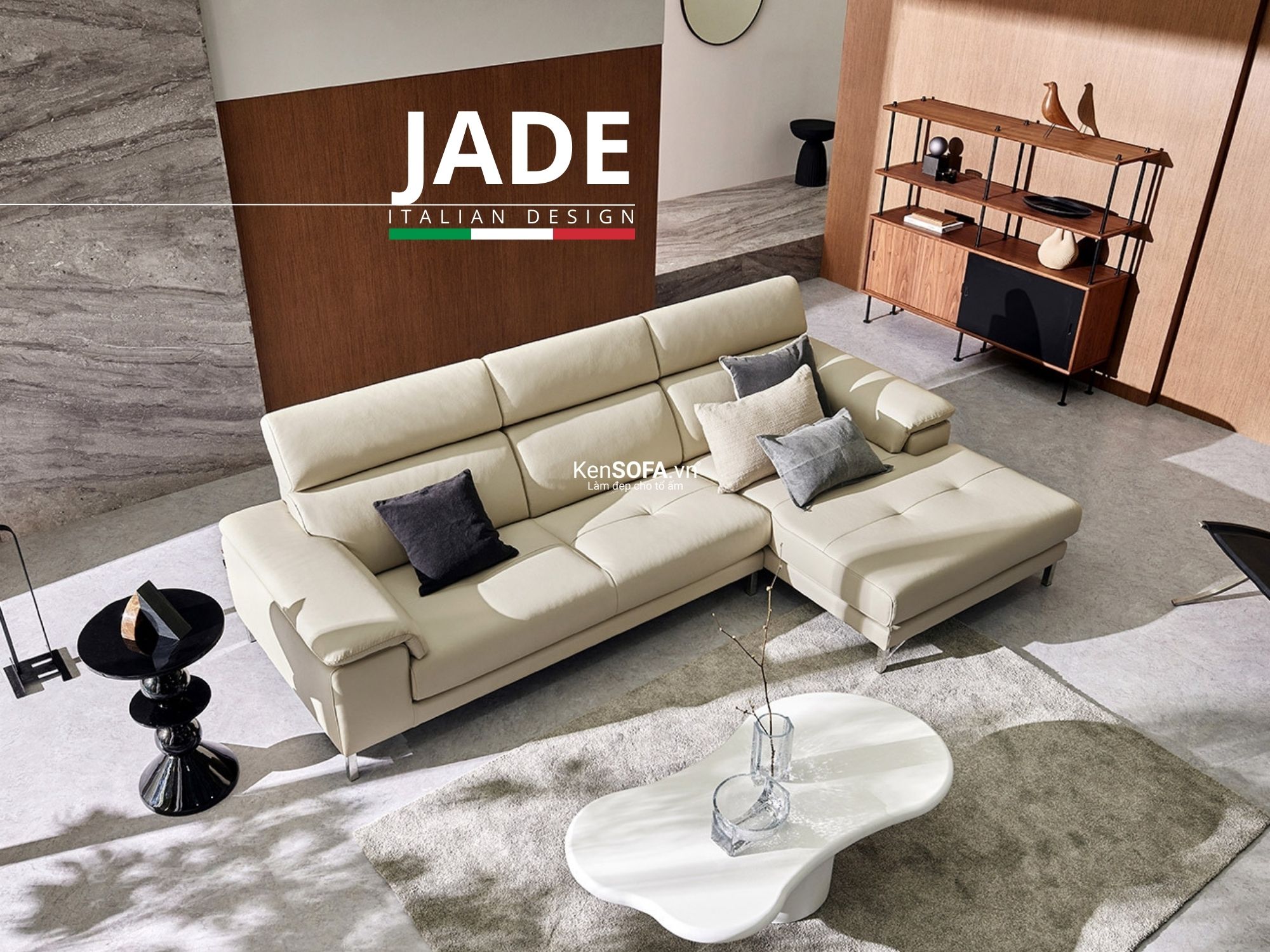Sofa góc da cao cấp CC44 Jade da Hàn Quốc nhập khẩu