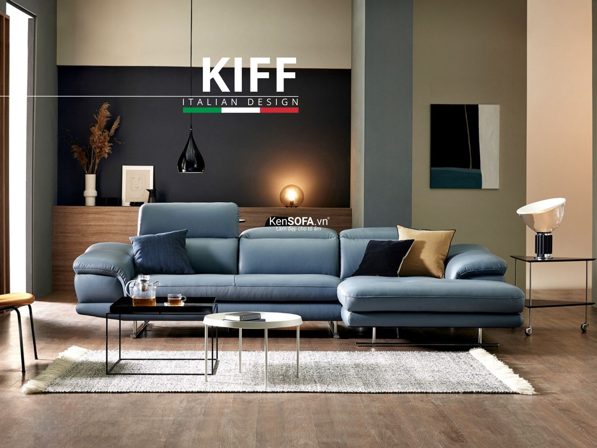 Sofa góc da cao cấp CC46 Kiff da Hàn Quốc nhập khẩu