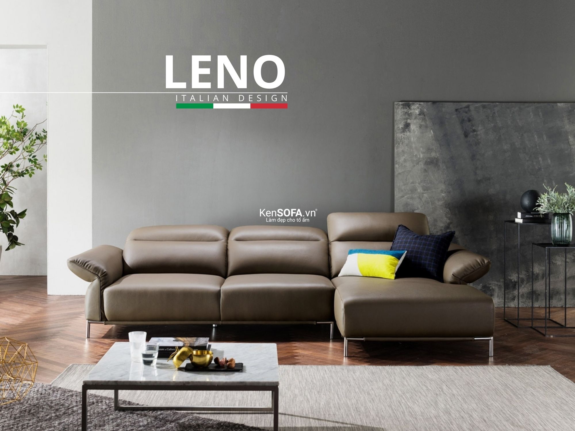Sofa góc da cao cấp CC51 Leno da Hàn Quốc nhập khẩu