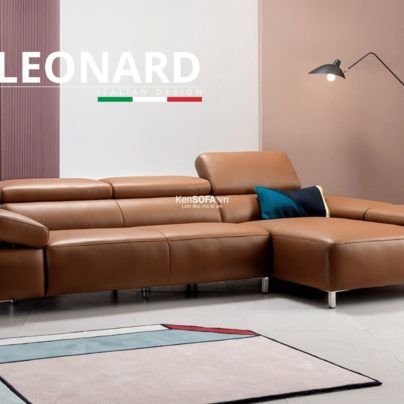 Sofa góc da cao cấp CC52 Leonard da Hàn Quốc nhập khẩu