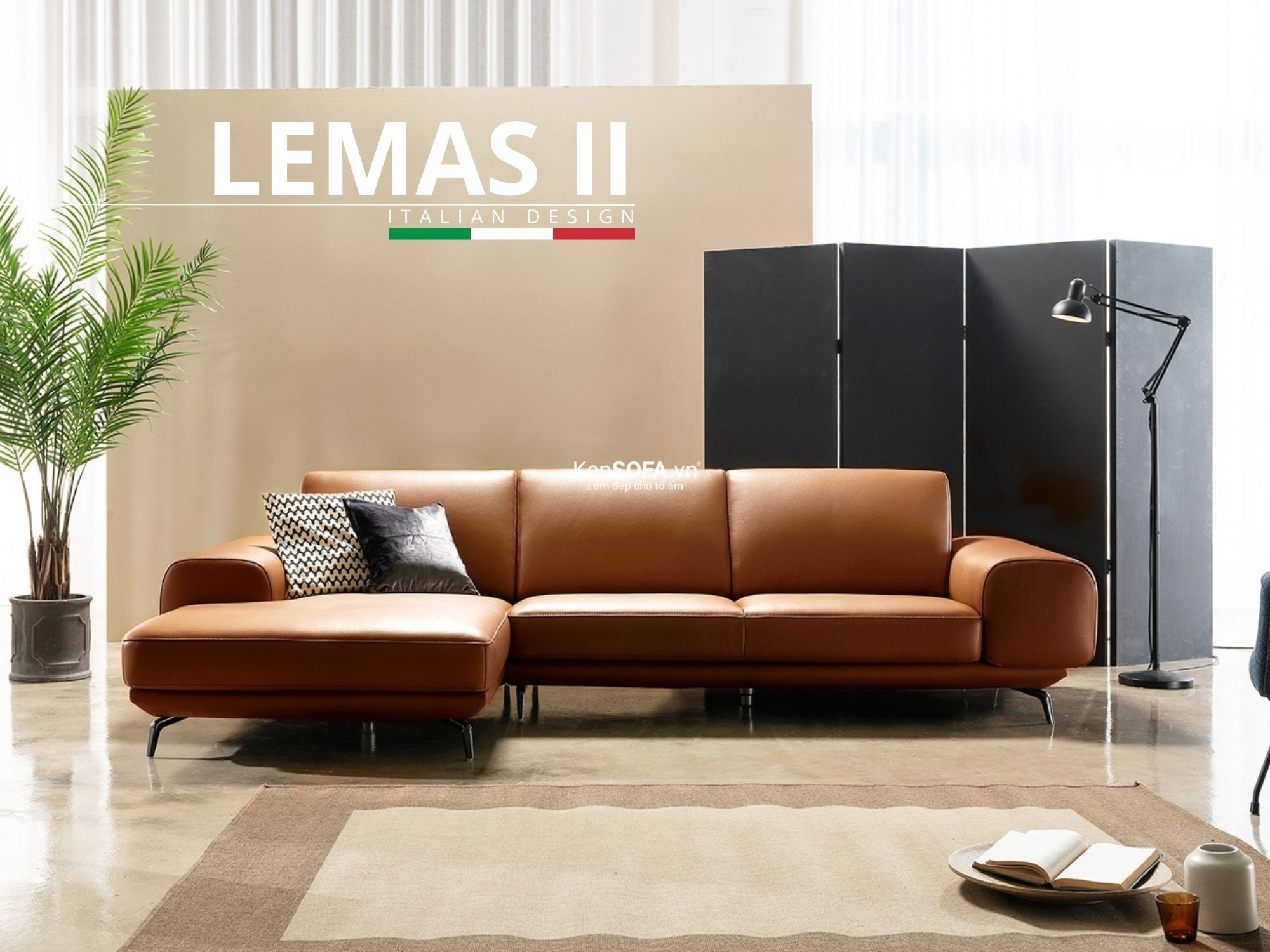 Sofa góc da cao cấp CC56 Lemas II da Hàn Quốc nhập khẩu