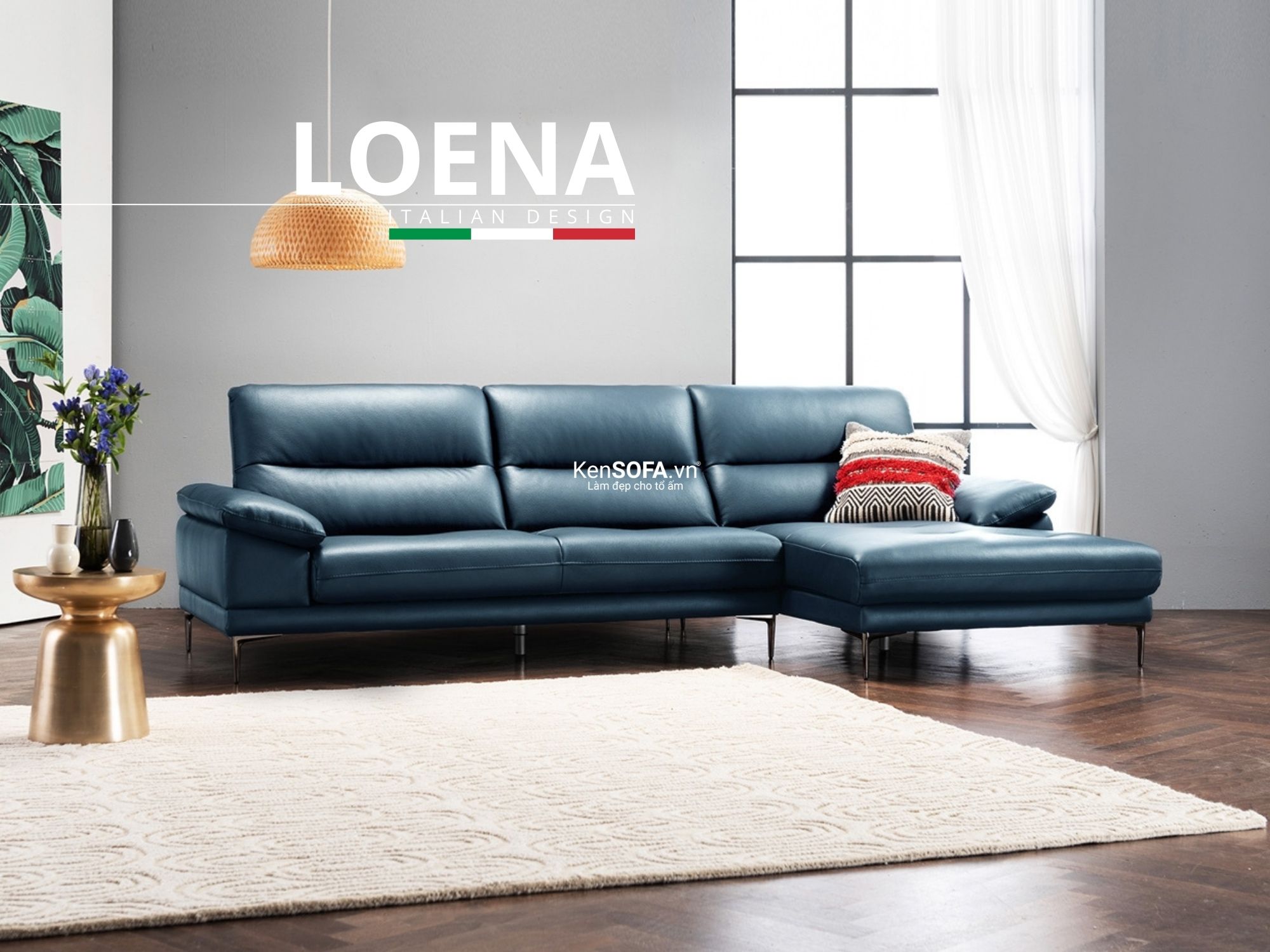 Sofa góc da cao cấp CC57 Loena da Hàn Quốc nhập khẩu