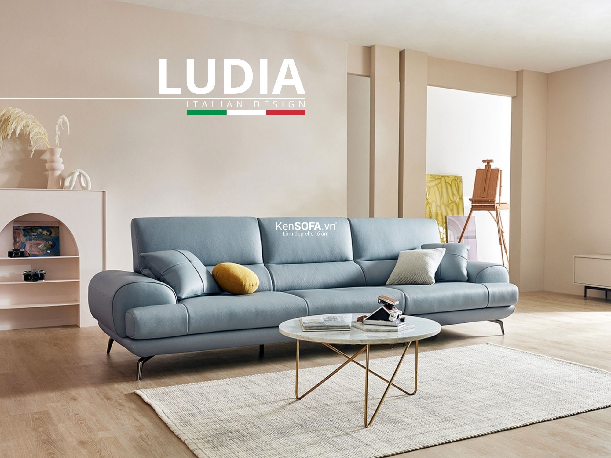 Sofa băng da cao cấp CC60 Ludia da Hàn Quốc nhập khẩu