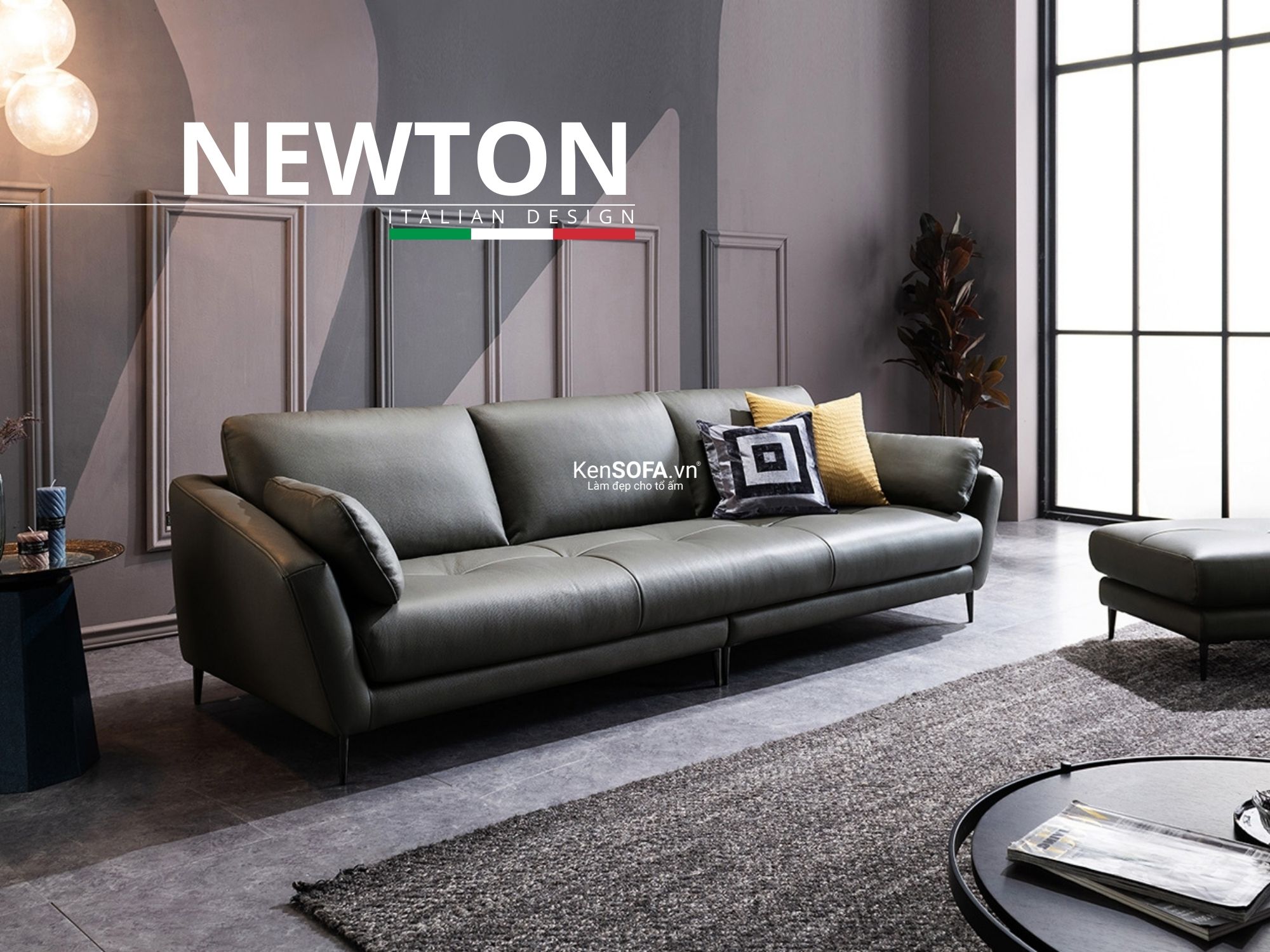 Sofa băng da cao cấp CC69 Newton da Hàn Quốc nhập khẩu