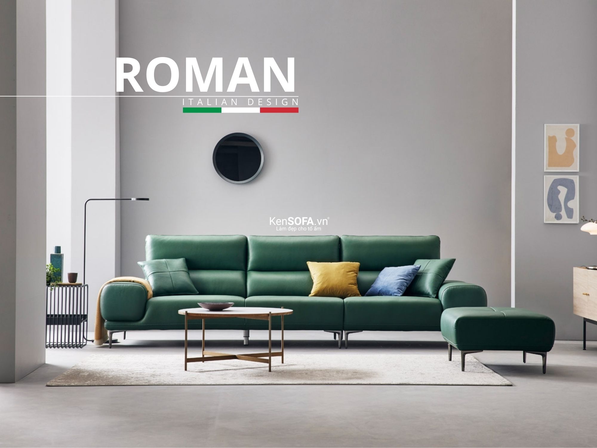 Sofa băng da cao cấp CC72 Roman da Hàn Quốc nhập khẩu