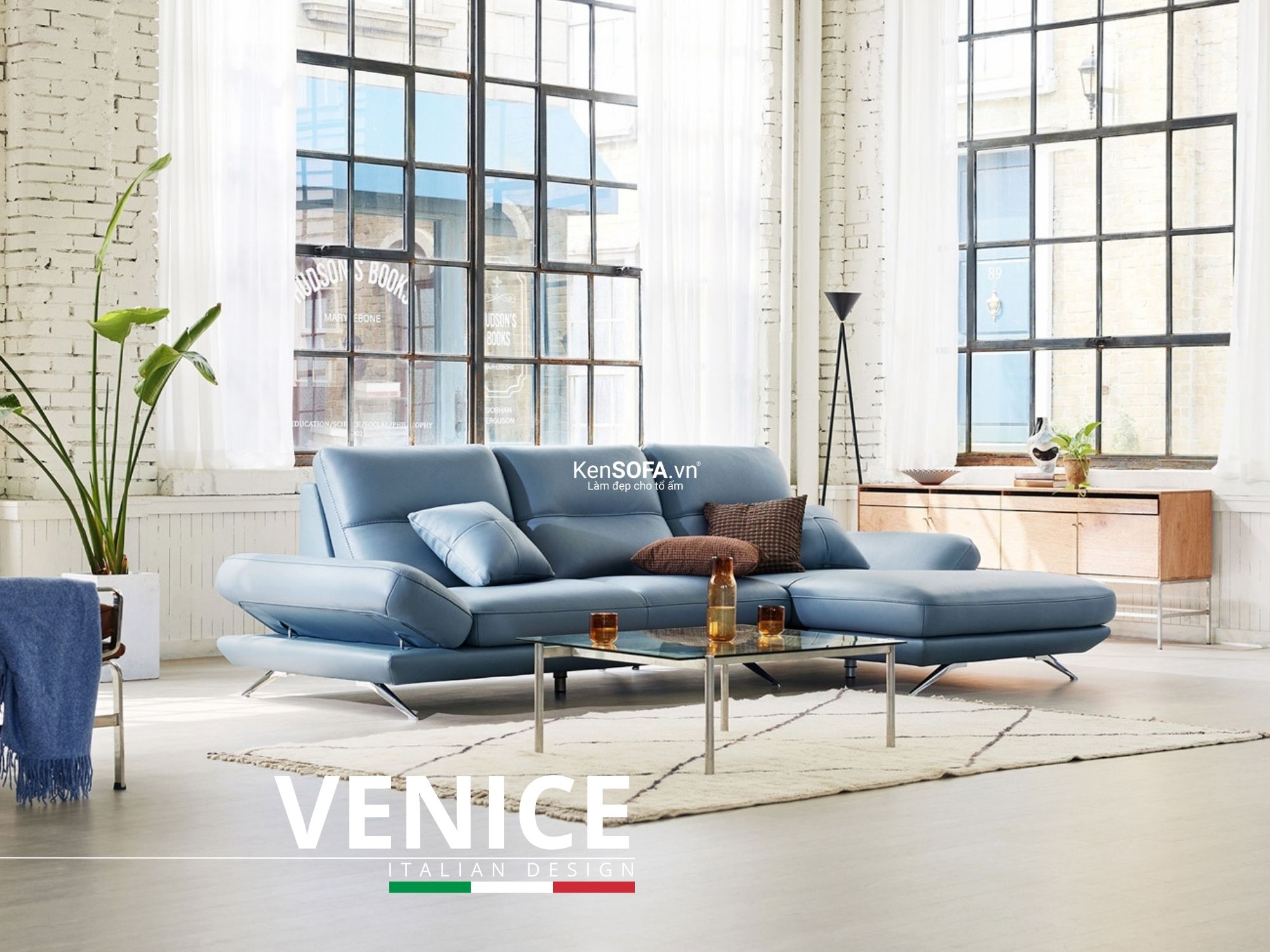 Sofa góc da cao cấp CC82 Venice da Hàn Quốc nhập khẩu