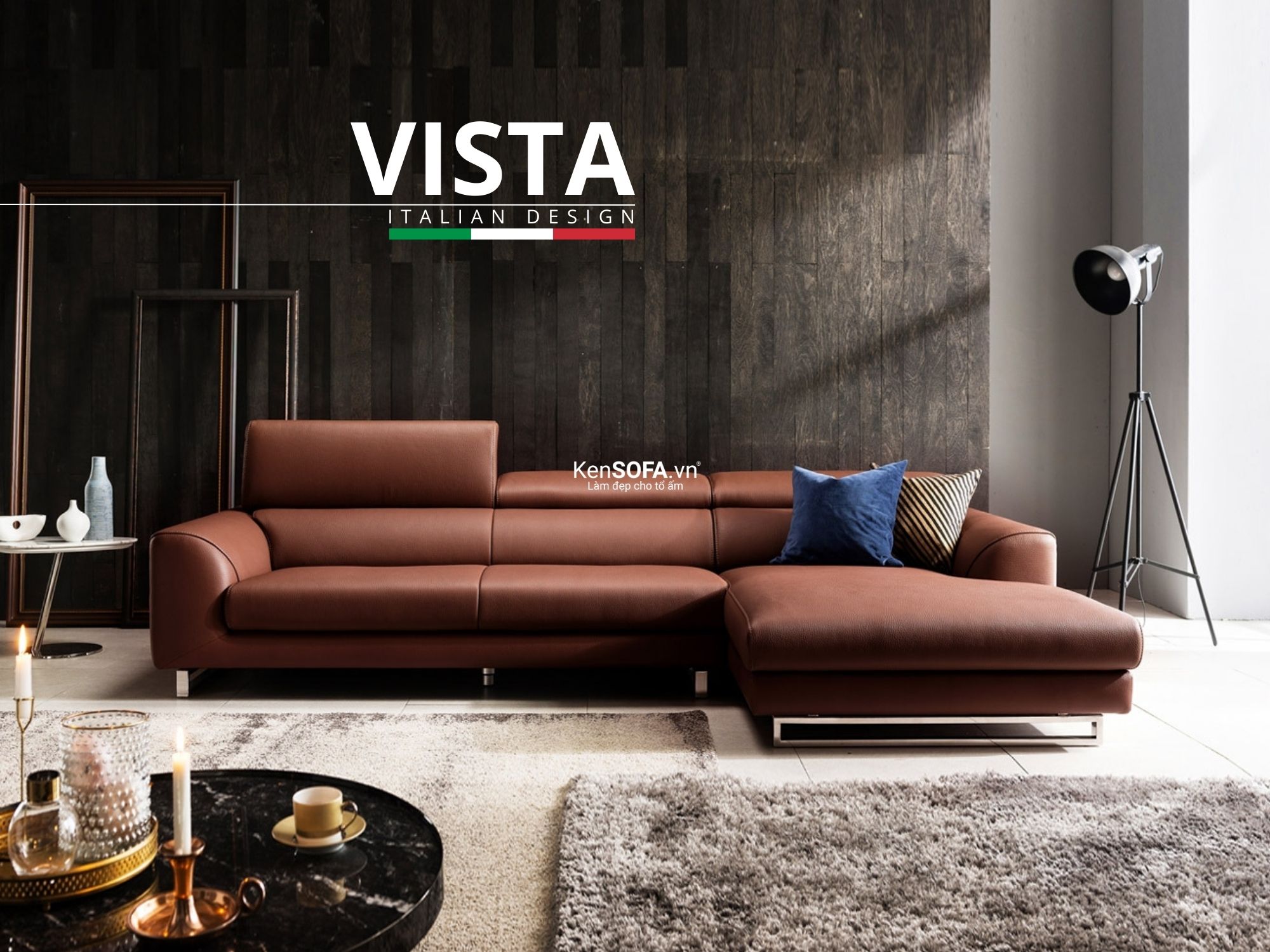 Sofa góc da cao cấp CC84 Vista da Hàn Quốc nhập khẩu