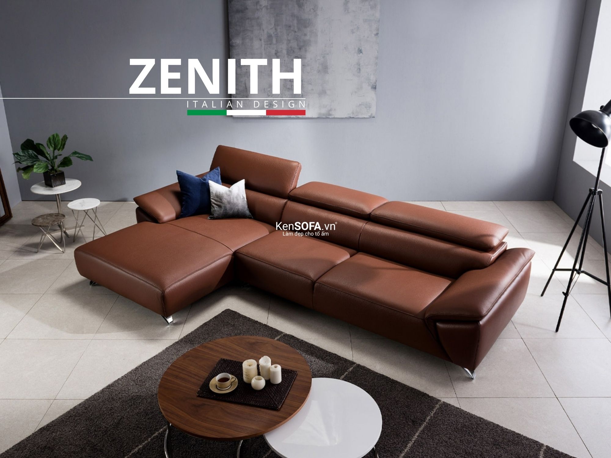 Sofa góc da cao cấp CC87 Zenith da Hàn Quốc nhập khẩu