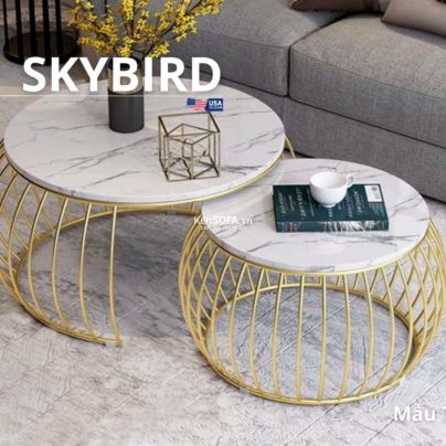 Cặp bàn tròn sofa T47D mặt đá Skybird
