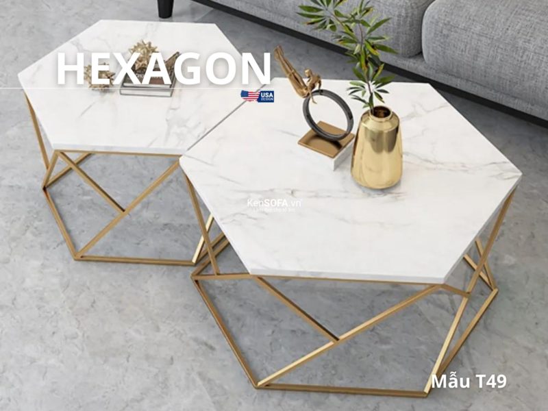 Cặp bàn lục giác sofa T49D mặt đá Hexagon