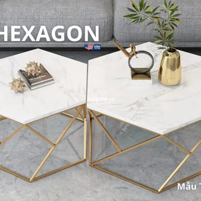 Cặp bàn lục giác sofa T49D mặt đá Hexagon