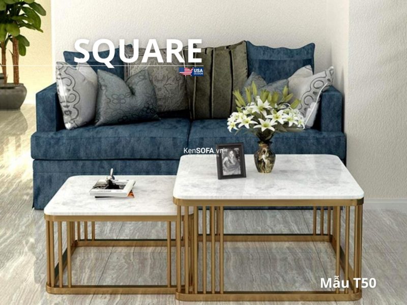 Cặp bàn vuông sofa T50D mặt đá Square