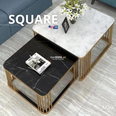 Cặp bàn vuông sofa T50D mặt đá Square