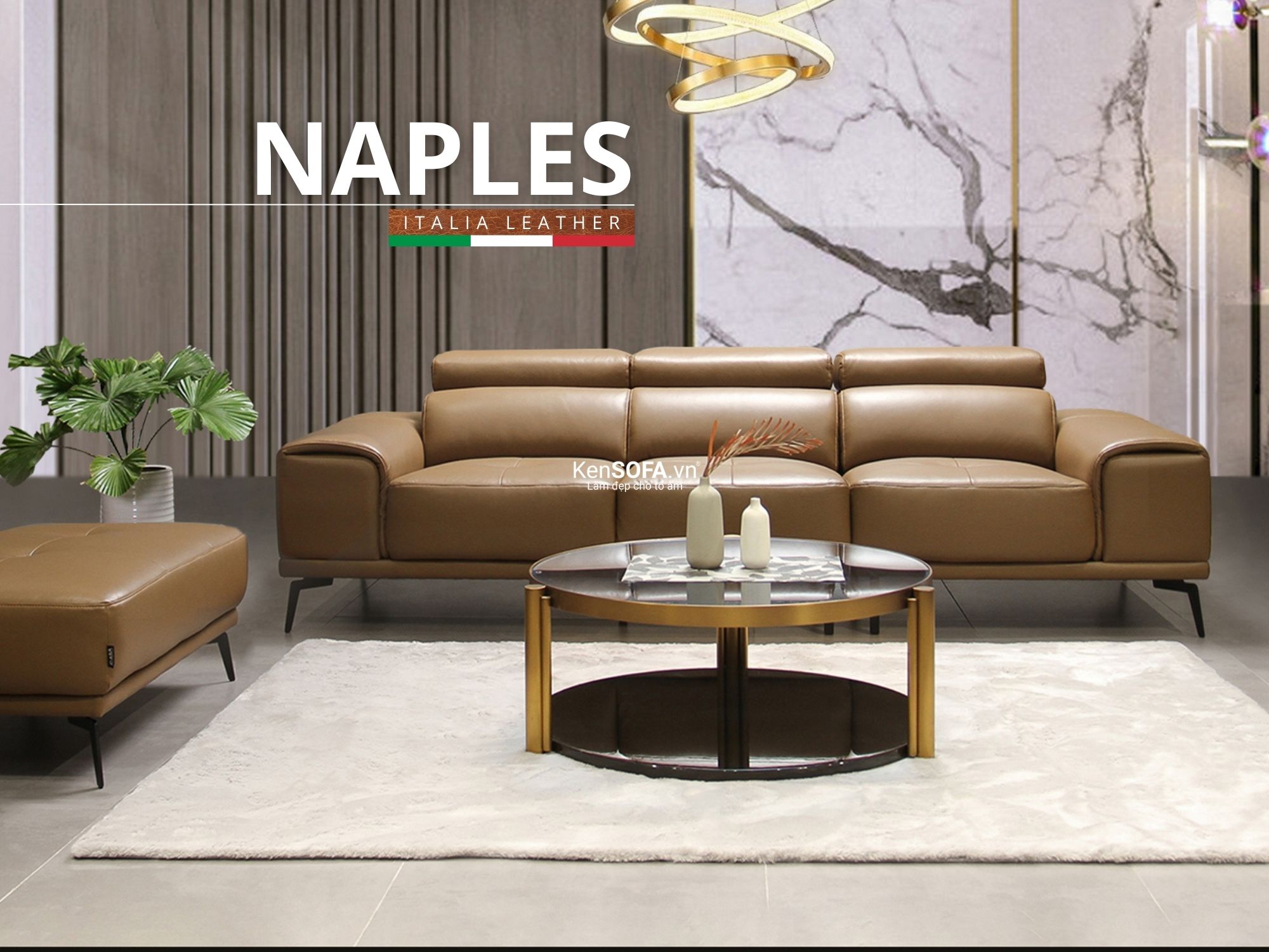 Sofa băng da bò Ý 100% 🇮🇹 DA03 Naples nhập khẩu