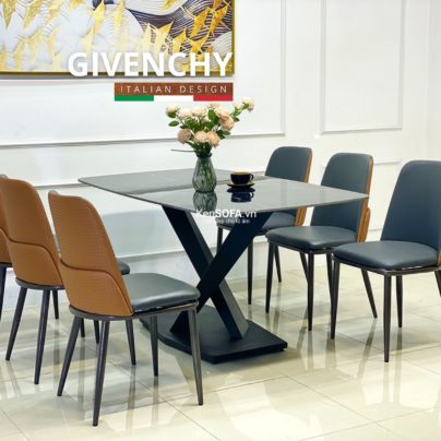 Bộ bàn ăn Givenchy C06 và 6 ghế Grace G05 nhập khẩu
