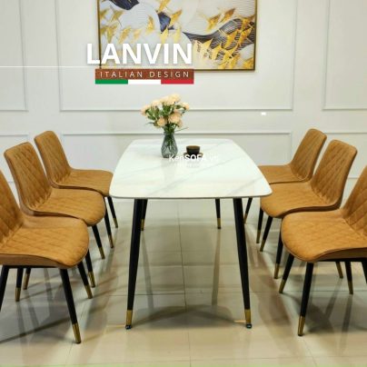 Bộ bàn ăn Lanvin C03 và 6 ghế Loft trám G12 nhập khẩu