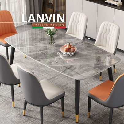 Bộ bàn ăn Lanvin C03 và 6 ghế Monet Không Tay G25 nhập khẩu