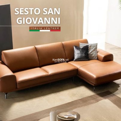 Sofa góc da bò Ý 100% 🇮🇹 DA55 Sesto San Giovanni nhập khẩu