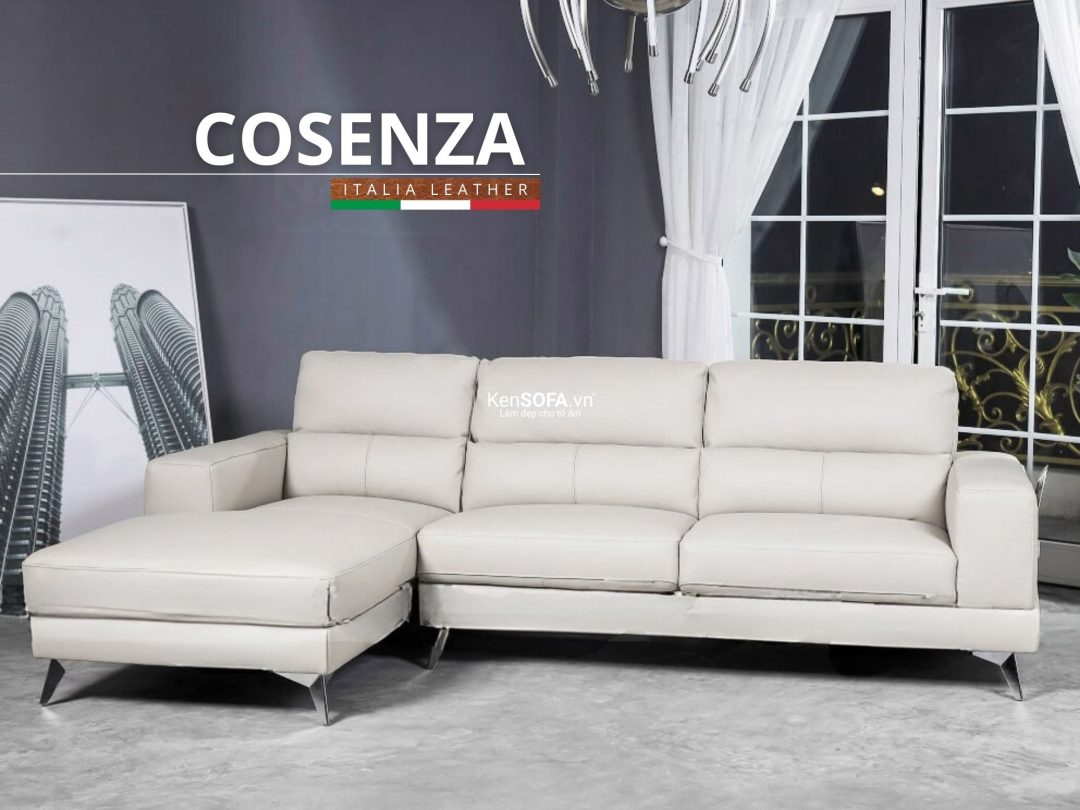Sofa góc da bò Ý 100% 🇮🇹 DA73 Cosenza nhập khẩu