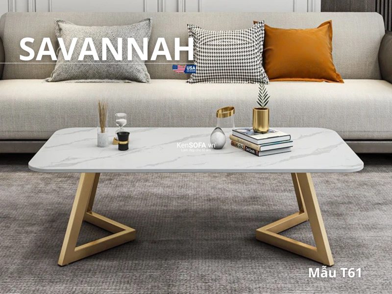 Bàn sofa T61 Savannah mặt đá Ceramic