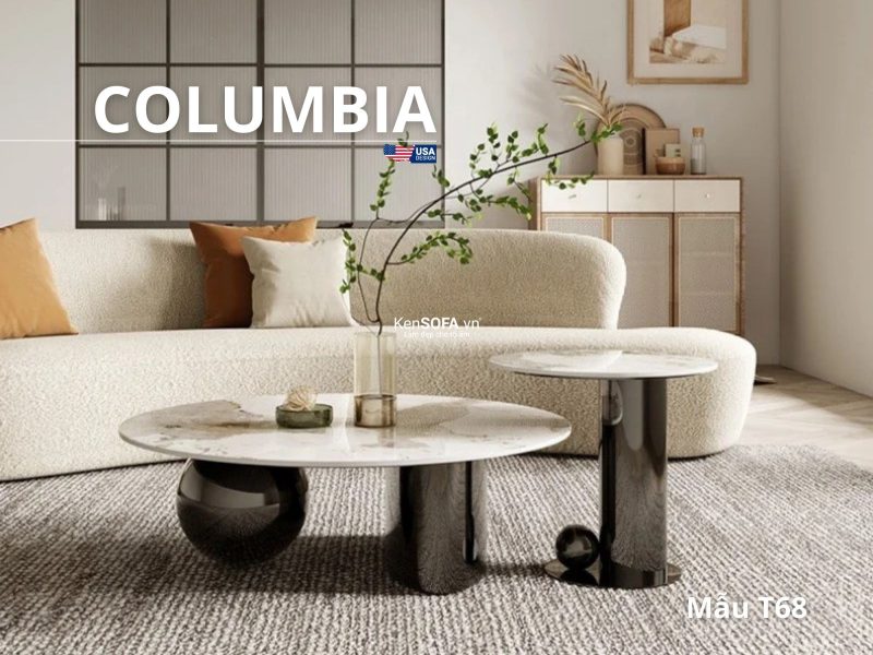 Cặp bàn sofa mặt đá Ceramic T68 Columbia nhập khẩu