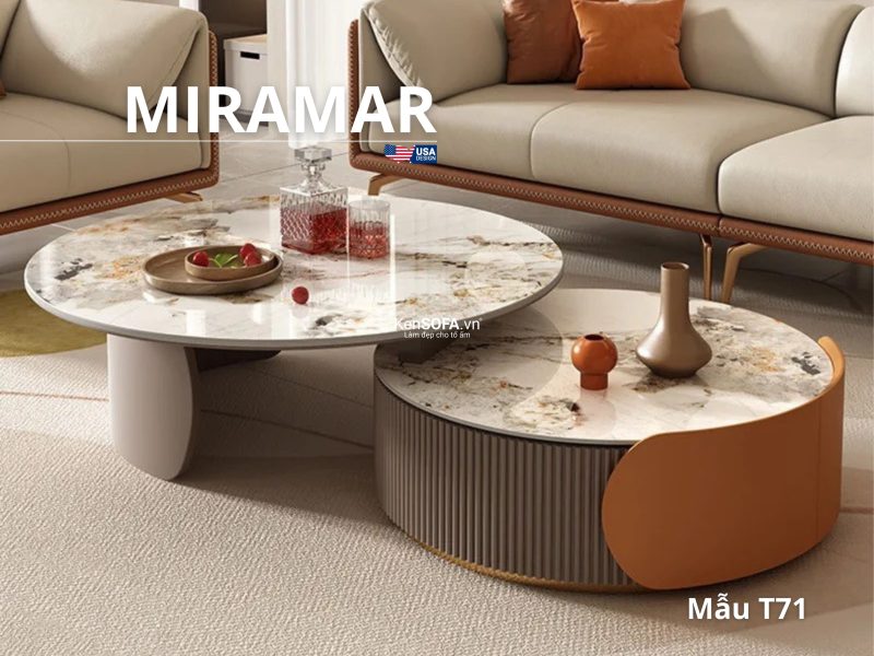Cặp bàn sofa mặt đá Ceramic T71C Miramar nhập khẩu
