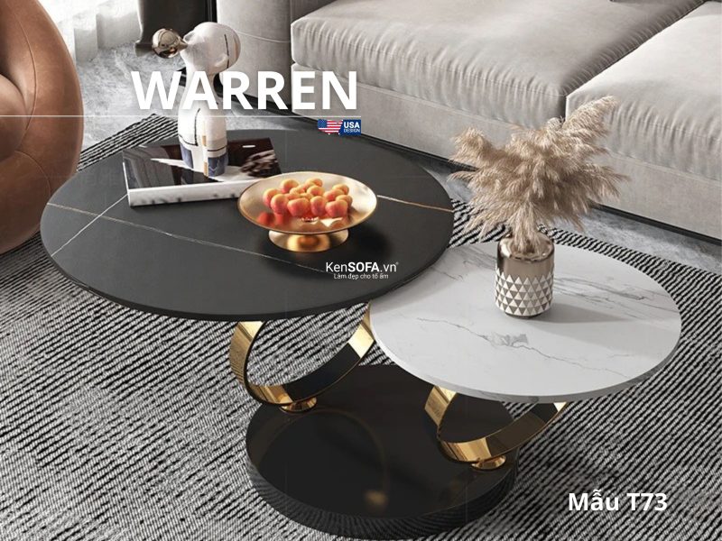 Cặp bàn sofa mặt đá Ceramic T73I Warren nhập khẩu