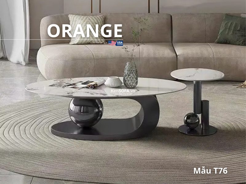 Cặp bàn sofa mặt đá Ceramic T76D Orange nhập khẩu