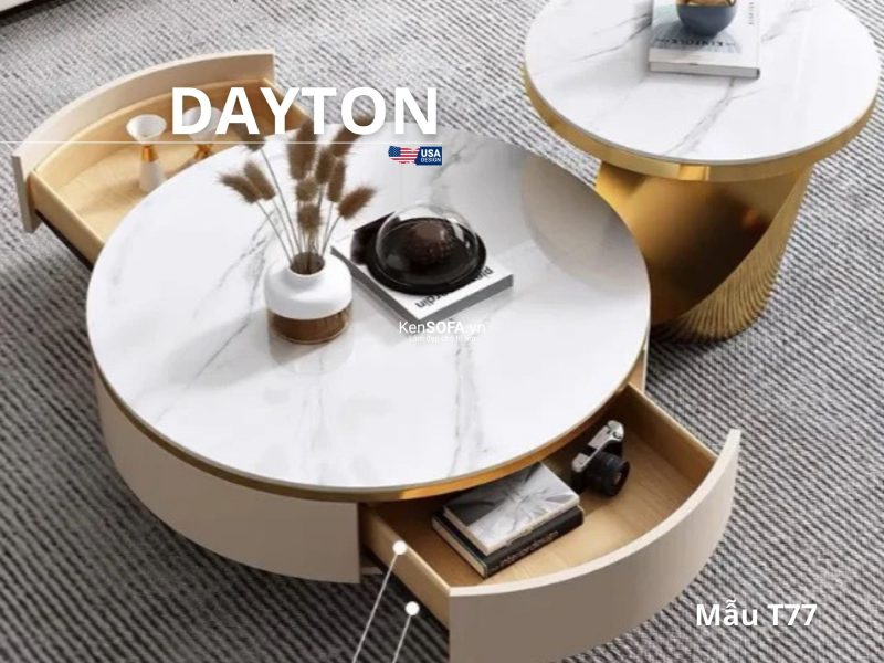 Cặp bàn sofa mặt đá Ceramic T77 Dayton nhập khẩu