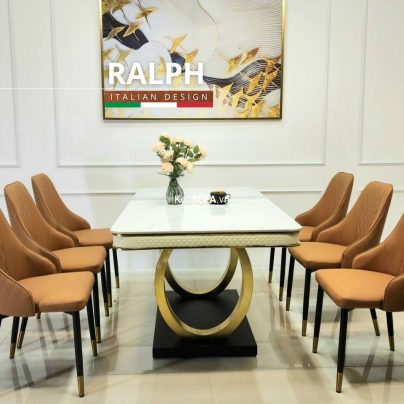 Bộ bàn ăn Ralph mặt đá 6 ghế Sheraton Trám