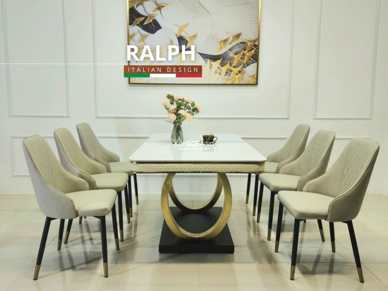 Bộ bàn ăn Ralph mặt đá 6 ghế Sheraton Trám